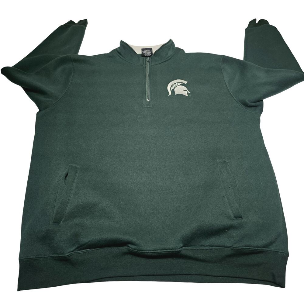 Colosseum Men's Green Michigan State Spartans 1/4 Zip Fleece Jacket Size XL